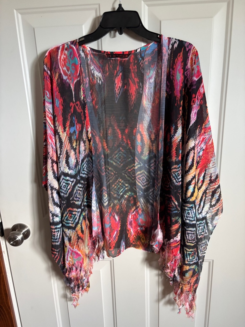 Colorful Abstract Print Kimono Cardigan